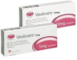 Vesicare (solifenacyna) dostępna jest w dawkach 5 i 10 mg.