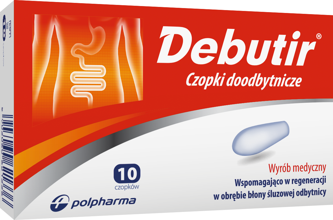 Opakowanie Debutir czopki doodbytnicze, 10 czopk&oacute;w