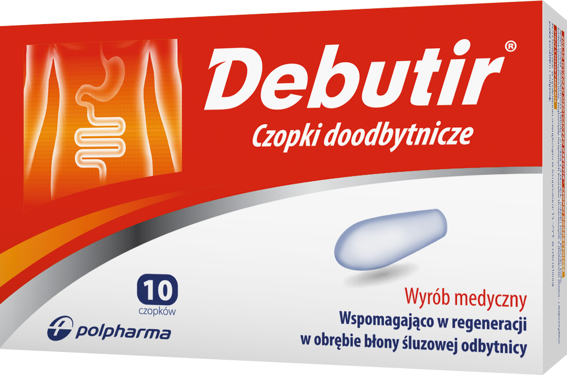 Opakowanie Debutir czopki doodbytnicze, 10 czopk&oacute;w