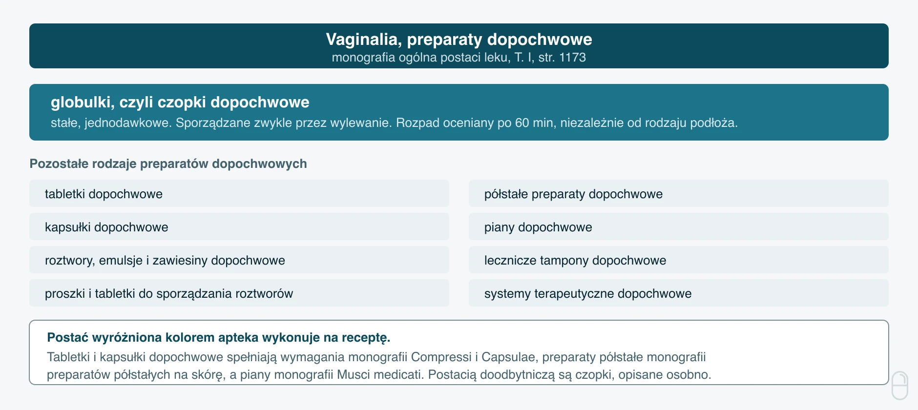 Globulki w systematyce preparatów dopochwowych Farmakopei Polskiej XIII