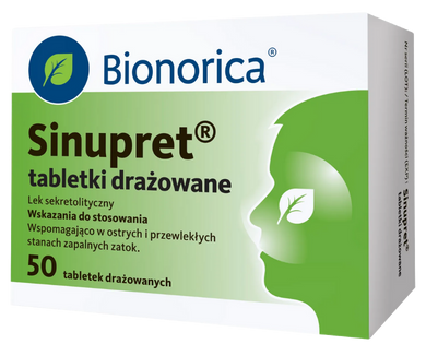 Opakowanie Sinupret, tabletki drażowane
